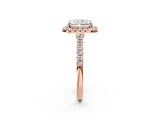 Rose gold Radiant Cut Halo Pave Diamond Engagement Ring with Four-Prong Setting_5
