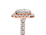 Rose gold Radiant Cut Halo Pave Diamond Engagement Ring with Four-Prong Setting_8