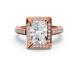 Rose gold Radiant Cut Halo Pave Split Shank Prong Setting Ring_44