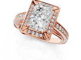 Rose gold Radiant Cut Halo Pave Split Shank Prong Setting Ring_45