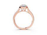 Rose gold Radiant Cut Halo Round Diamond Pavé Band with Four-Prong Setting_6