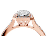 Rose gold Radiant Cut Halo Round Diamond Pavé Band with Four-Prong Setting_7