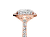 Rose gold Radiant Cut Halo Round Diamond Pavé Band with Four-Prong Setting_8