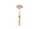 Rose gold Radiant Cut Halo Round Diamond Solitaire Engagement Ring with Pave Band and Four-Prong Setting_21