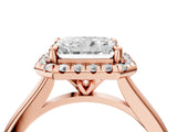 Rose gold Radiant Cut Halo Round Diamond Solitaire Engagement Ring with Pave Band and Four-Prong Setting_23