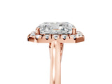 Rose gold Radiant Cut Halo Round Diamond Solitaire Ring with Pavé Band and Four-Prong Setting_5