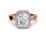 Rose gold Radiant Cut Halo Round Diamond Twist Band with Four-Prong Setting_15