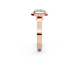 Rose gold Radiant Cut Halo Round Diamond Twist Band with Four-Prong Setting_17