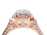 Rose gold Radiant Cut Halo Round Diamond Twist Band with Four-Prong Setting_19