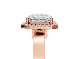 Rose gold Radiant Cut Halo Round Diamond Twist Band with Four-Prong Setting_20