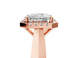 Rose gold Radiant Cut Halo Solitaire Engagement Ring with Square Band and Four-Prong Setting_158