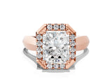 Rose gold Radiant Cut Halo Solitaire Engagement Ring with Square Band and Four-Prong Setting_66