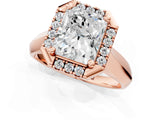 Rose gold Radiant Cut Halo Solitaire Engagement Ring with Square Band and Four-Prong Setting_67