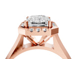 Rose gold Radiant Cut Halo Solitaire Engagement Ring with Square Band and Four-Prong Setting_70