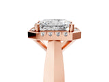 Rose gold Radiant Cut Halo Solitaire Engagement Ring with Square Band and Four-Prong Setting_71