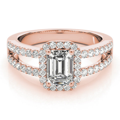 Rose gold Radiant Cut Halo Split Shank Diamond Ring with Four-Prong Setting 2