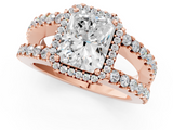 Rose gold Radiant Cut Halo Split Shank Diamond Ring with Four-Prong Setting_68