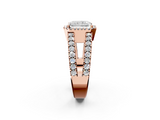 Rose gold Radiant Cut Halo Split Shank Diamond Ring with Four-Prong Setting_69