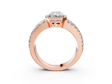 Rose gold Radiant Cut Halo Split Shank Diamond Ring with Four-Prong Setting_70