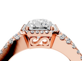 Rose gold Radiant Cut Halo Split Shank Diamond Ring with Four-Prong Setting_71