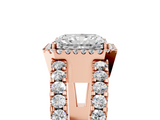 Rose gold Radiant Cut Halo Split Shank Diamond Ring with Four-Prong Setting_72
