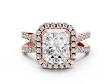 Rose gold Radiant Cut Halo Split Shank Pave Set Ring_66