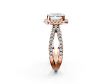 Rose gold Radiant Cut Halo Split Shank Pave Set Ring_68