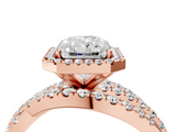 Rose gold Radiant Cut Halo Split Shank Prong Setting Ring_77