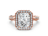 Rose gold Radiant Cut Halo Twist Band with Four-Prong Setting_13