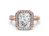 Rose gold Radiant Cut Halo Twist Band with Four-Prong Setting_3