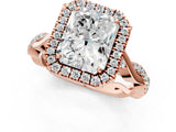 Rose gold Radiant Cut Halo Twist Band with Four-Prong Setting_4