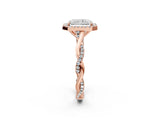 Rose gold Radiant Cut Halo Twist Band with Four-Prong Setting_5