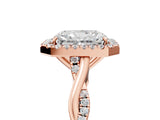 Rose gold Radiant Cut Halo Twist Band with Four-Prong Setting_7