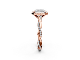 Rose gold Radiant Cut Halo Twisted Band Four-Prong Ring_52