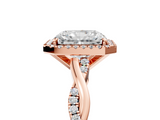Rose gold Radiant Cut Halo Twisted Band Four-Prong Ring_55