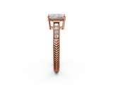 Rose gold Radiant Cut Milgrain Channel Set Engagement Ring with Solitaire Prong Setting_58