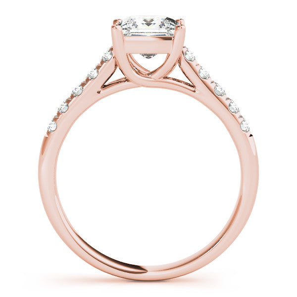 Rose gold Radiant Cut Pavé Band Solitaire Ring with Four-Prong Setting 1