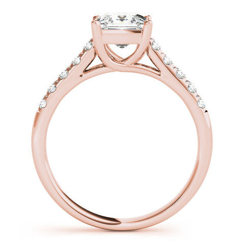 Rose gold Radiant Cut Pavé Band Solitaire Ring with Four-Prong Setting 1