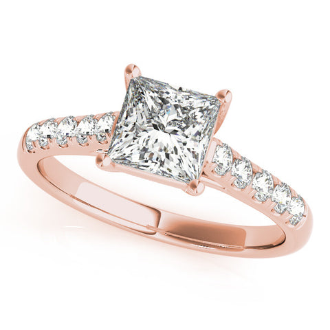 Rose gold Radiant Cut Pavé Band Solitaire Ring with Four-Prong Setting 2