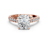 Rose gold Radiant Cut Pavé Band Solitaire Ring with Four-Prong Setting_119