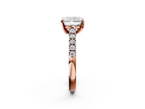 Rose gold Radiant Cut Pavé Band Solitaire Ring with Four-Prong Setting_121