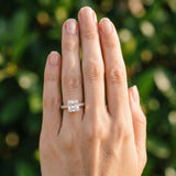 Rose gold Radiant Cut Pave Band Milgrain Solitaire Ring_17