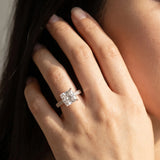 Rose gold Radiant Cut Pave Band Milgrain Solitaire Ring_19