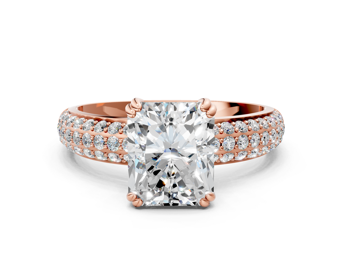 Rose gold Radiant Cut Pave Diamond Engagement Ring with Channel Set Band and Four-Prong Setting_20