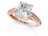 Rose gold Radiant Cut Solitaire Cathedral Diamond Engagement Ring with Channel-Set Band and Four-Prong Setting_4