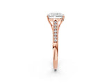 Rose gold Radiant Cut Solitaire Cathedral Diamond Engagement Ring with Channel-Set Band and Four-Prong Setting_5