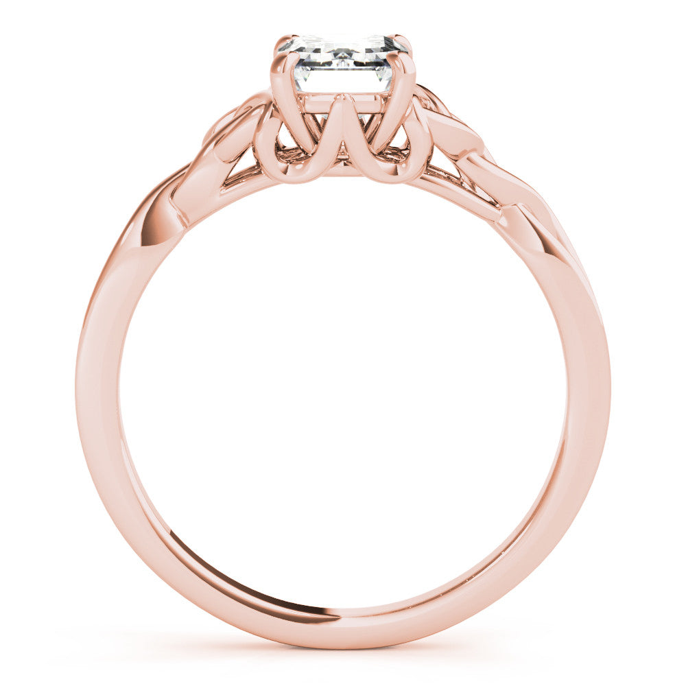 Rose gold Radiant Cut Solitaire Celtic Knot Ring with Four-Prong Setting 1