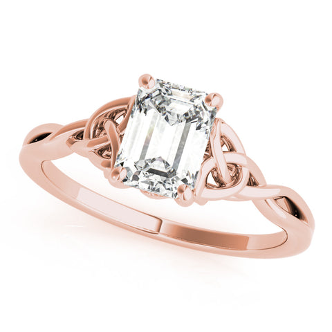 Rose gold Radiant Cut Solitaire Celtic Knot Ring with Four-Prong Setting 2