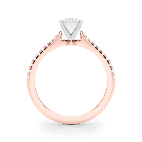 Rose gold Radiant Cut Solitaire Diamond Engagement Ring with Pave Band and Four-Prong Setting 1