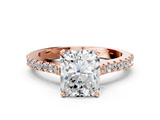 Rose gold Radiant Cut Solitaire Diamond Engagement Ring with Pave Band and Four-Prong Setting_181
